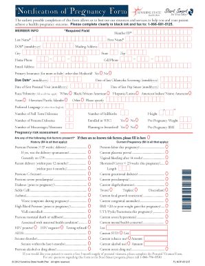 Fillable Online Notification Of Pregnancy Form Sunshine State Health