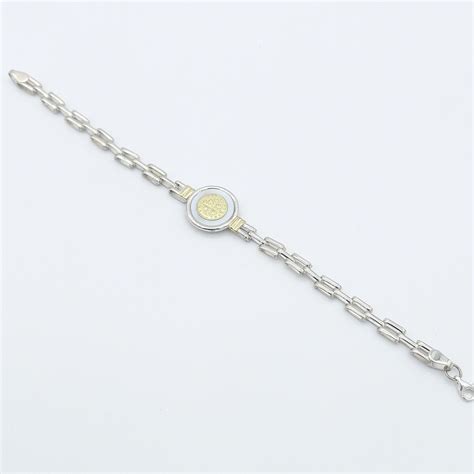 Pulsera de plata 925 y double en oro 18 ktes con nácar San Benito