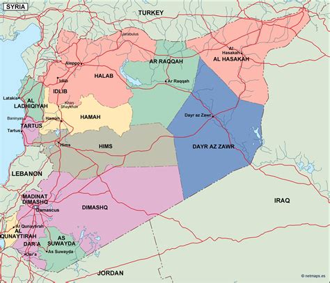 Syria Political Map Eps Illustrator Map Vector World Maps