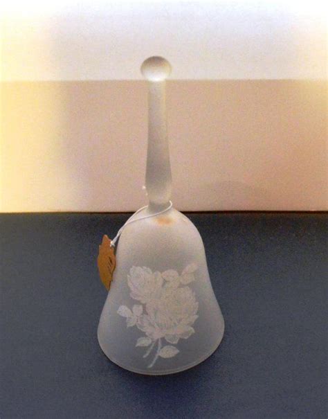 Vintage Viking Glass Bell White Satin With Frosted White Roses Etsy Viking Glass White