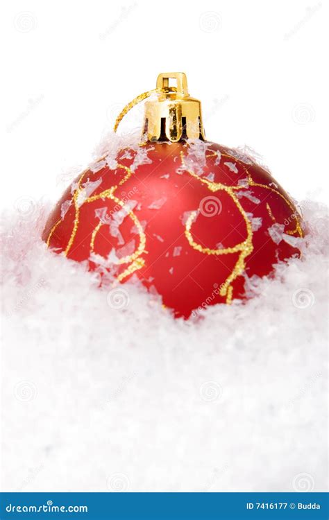 Christmas Balls With Snow Stock Image Image Of Christmas 7416177