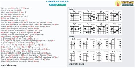 Chord Chia Đôi Một Trái Tim Tab Song Lyric Sheet Guitar Ukulele Chords Vip