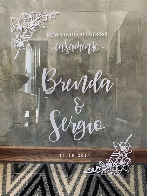 Placa de Casamento Bem Vindo em Acrílico Cristal Personalizada