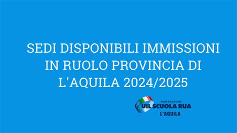 Sedi Disponibili Immissioni In Ruolo Provincia Di Laquila