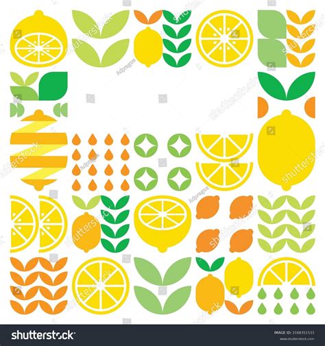 Minimalist Flat Vector Frame Lemon Fruit Stock Vector Royalty Free