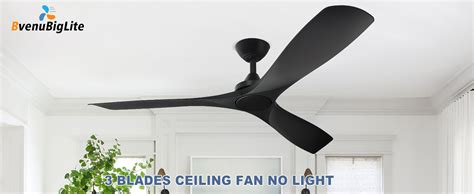 Bvenubiglite 52 Inch Black Modern Ceiling Fan No Light 3