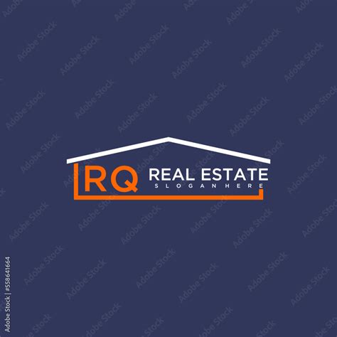 RQ Letter Roof Shape Logo For Real Estate With House Icon Design Stock