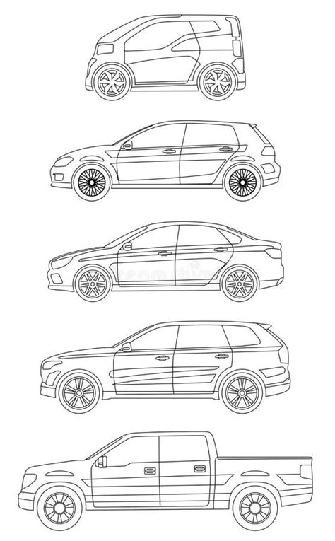 Set of cars side view. stock vector. Illustration of color - 104424830