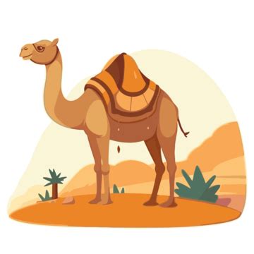 Camel Clipart Camel Scene Vector Desert Flat Illustration Cartoon