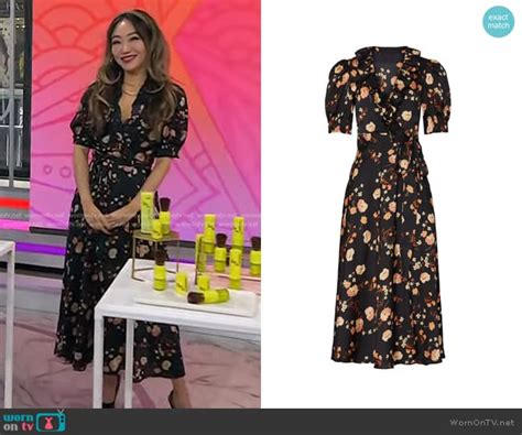 Wornontv Michelle Parks Black Floral Ruffle Wrap Dress On Today