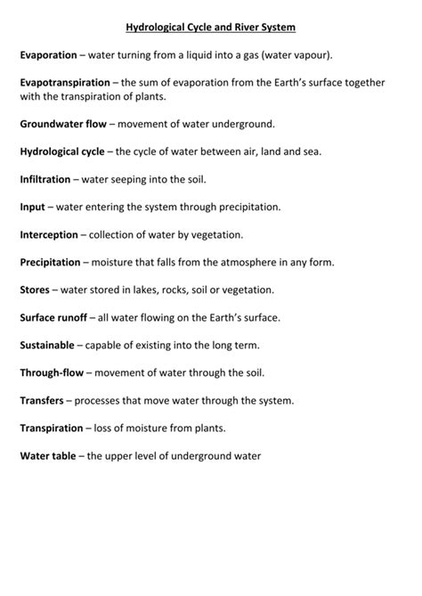 Hydrological Cycle Geo Car Social Studies