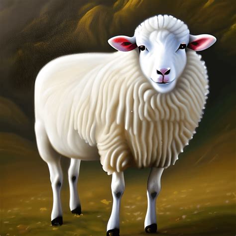 Oil Painting of a White Sheep · Creative Fabrica