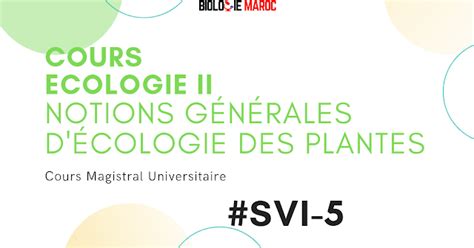 Notions Générales D’écologie Des Plantes Cours D Ecologie Svi S5