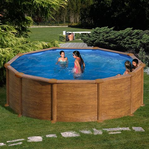 Piscina desmontable Gre Mauritius circular imitación madera Poolaria