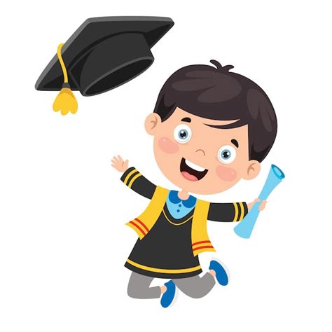 Ni O Feliz De Dibujos Animados En Traje De Graduaci N Vector Premium