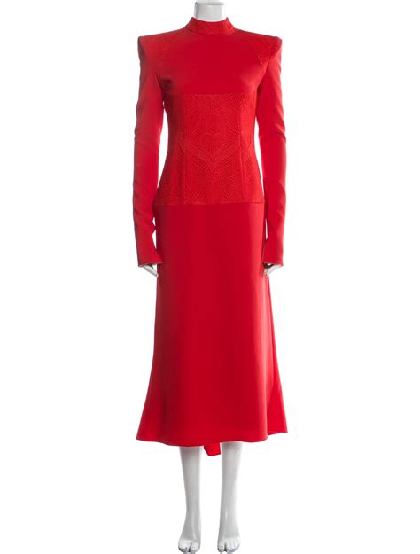 Bibhu Mohapatra Mock Neck Long Dress Red Dresses Clothing Bib