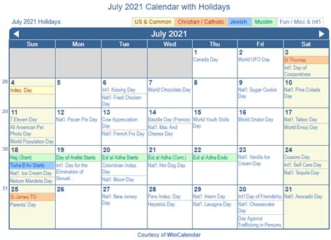 July 2021 Calendar With Holidays Usa | Calendar June 2021