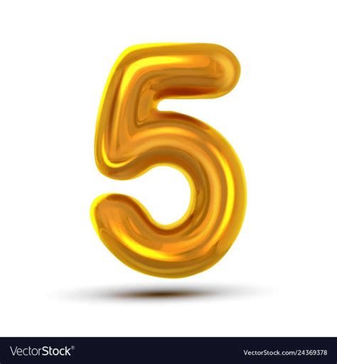 5 Five Number Golden Yellow Metal Letter Vector Image On Vectorstock