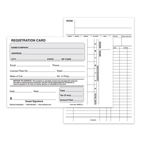 Numbered Motel Registration Cards