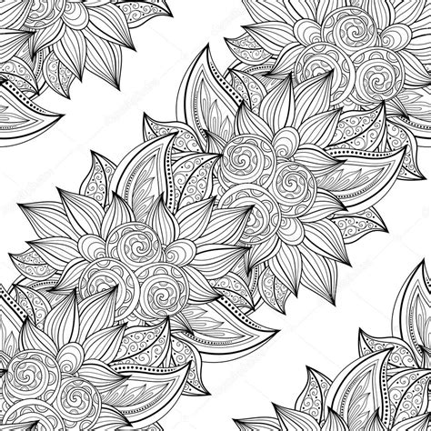 Abstract Monochrome Floral Pattern Stock Vector Krivoruchko 83625356