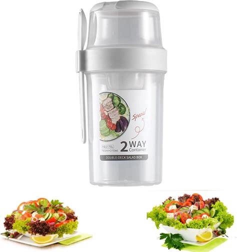 Amazon Salad Meal Shaker Cup Pp Plastic Double Layer Salad