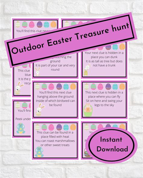 Outdoor Easter Treasure Hunt Easter Egg Hunt Clues Scavenger Hunt