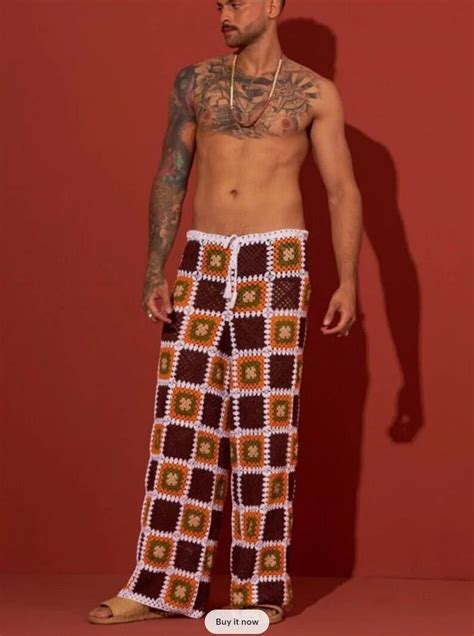 Crochet Pants For Men Granny Square Pants Crochet Etsy