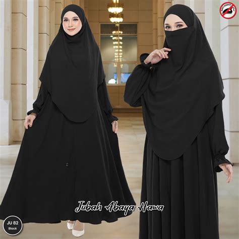 Set Umrah Jubah And Tudung Hawa Dress Kaftan Labuh Dan Tudung Instant