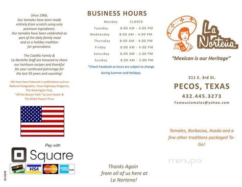 La Nortena Tamale Factory Menu In Pecos Tx Order Delivery And Reviews