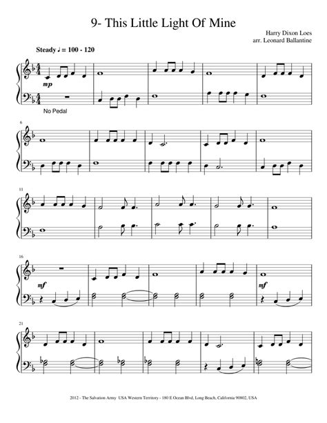 9 This Little Light Of Mine Sheet Music For Piano Solo