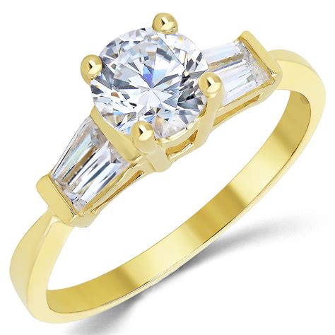 14k Solid Yellow Gold Cz Cubic Zirconia Solitaire Engagement Ring 10