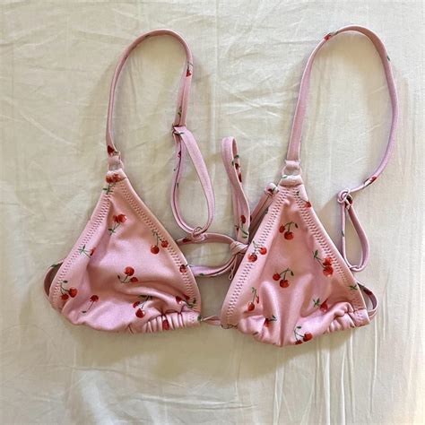 Pacsun Cherry Pink Bikini Set Top In Size Depop