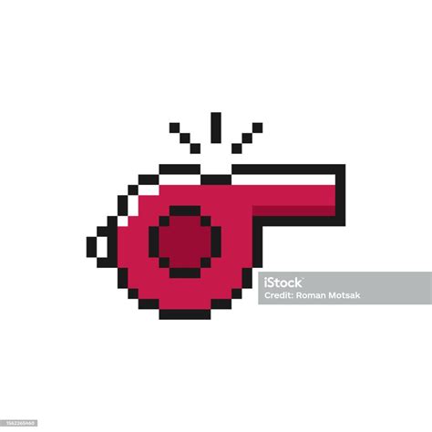 Pixel Art Design Of A Referee Whistle Icon Isolated On White Background