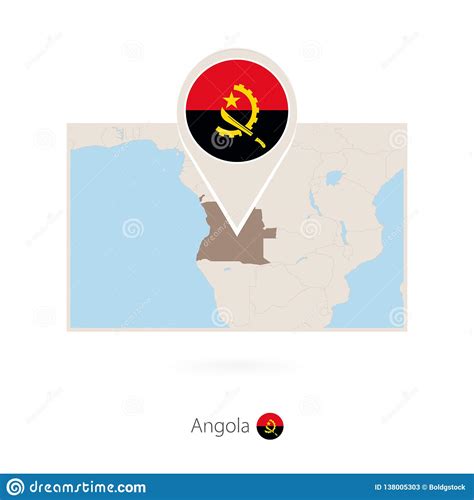 Mapa Rectangular De Angola Con El Icono Del Perno De Angola Ilustraci N