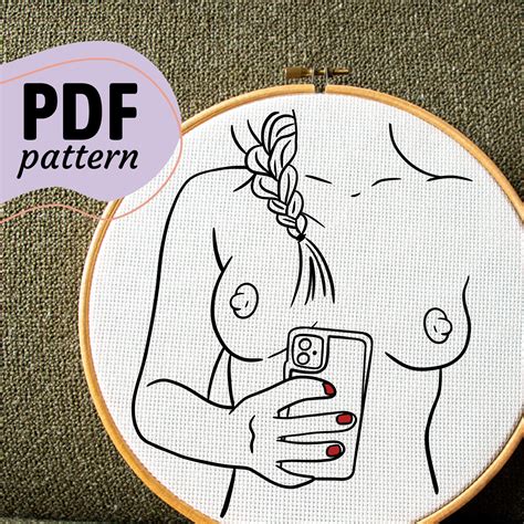 Love Yourselfie Erotic Embroidery PDF Pattern Instructions Beginner Friendly 18 Naked Woman