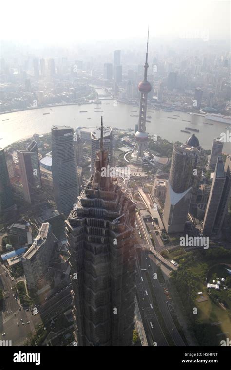 The Jin Mao Tower The Oriental Pearl Tv Tower And Other High Rise Buildings In Pudong And The