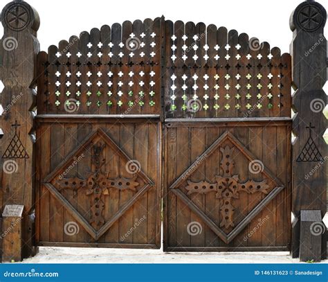 Stock Photo Old Wooden Vintage Church Wooden Gates Orthodox Christian