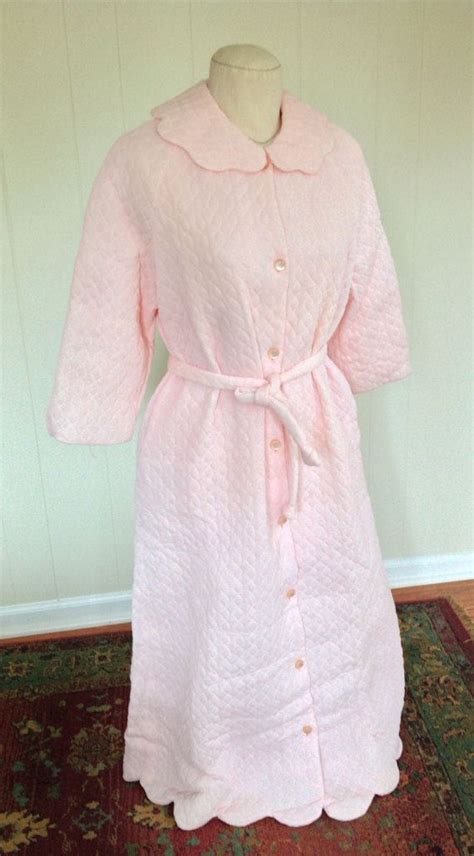 Vintage Womens Robe Nos Glazier Quilted Pink Housecoat Pajama Robe Pyjamas Pink Ladies