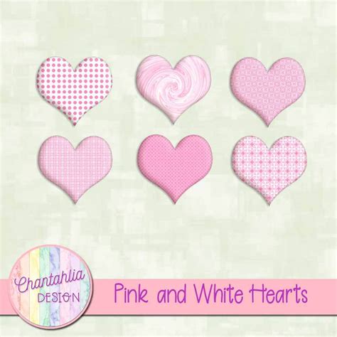 Free Hearts Design Elements in White and Pin White and k