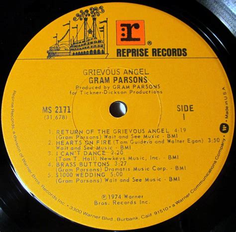 Gram Parsons - Grievous Angel - Used Vinyl - High-Fidelity Vinyl ...