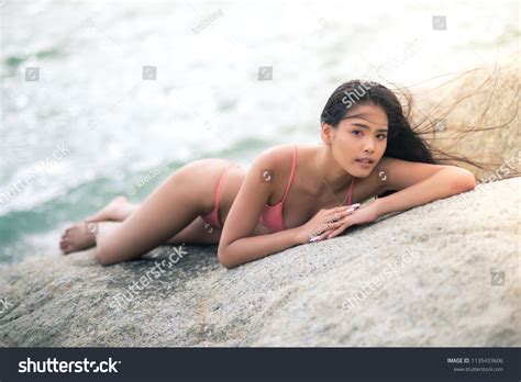 Woman Pink Bikini On Beach Stock Photo Shutterstock