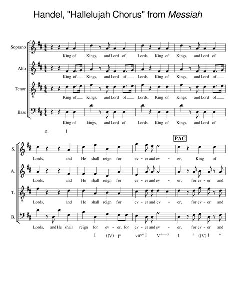 Handel Hallelujah Chorus From Messiah Sheet Music For Soprano Alto Tenor Bass Voice Choral