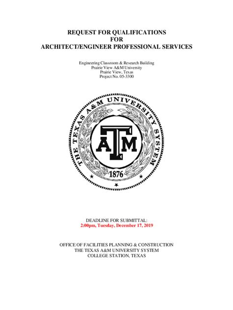 Fillable Online Request For Qualifications And Proposals Architect