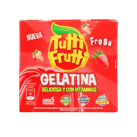 Polvo Para Preparar Gelatina Sabor A Fresa Tutti Frutti G Oz