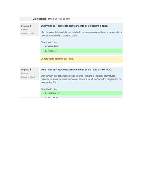 Examen 1 Los procesos básicos de capital humano Gestion talento