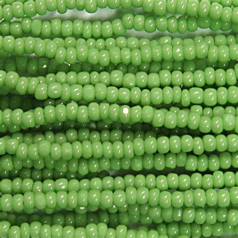 Czech Charlotte True Cut Seed Bead Opaque Apple Green Garden Of