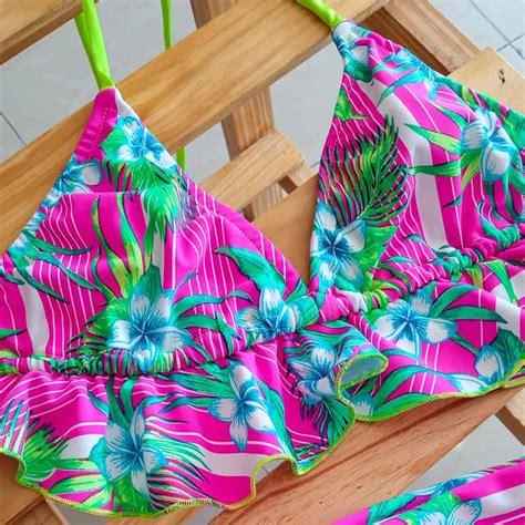 Tri Ngulo Con Ruffles Fucsia Talla M Bikini Somos Coquetas