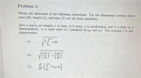 Solved Obtain The Dimension Of The Following Expressions Chegg