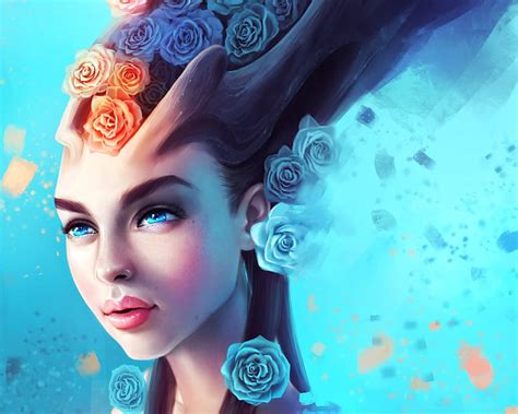 The Sweet Delusion Art Luminos Orange Rose Fantasy Girl Flower