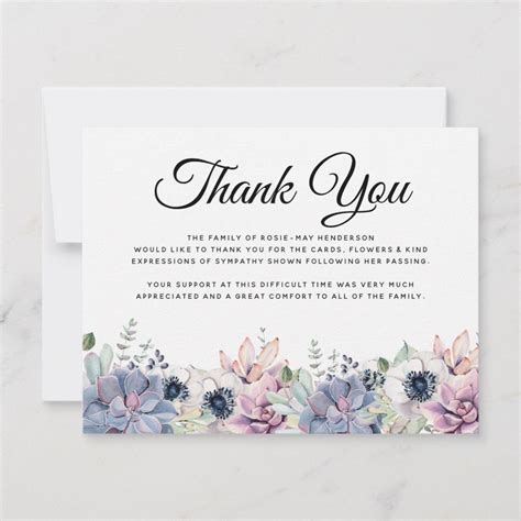 Funeral Thank You Card Template Thank You Note White Roses Etsy Artofit